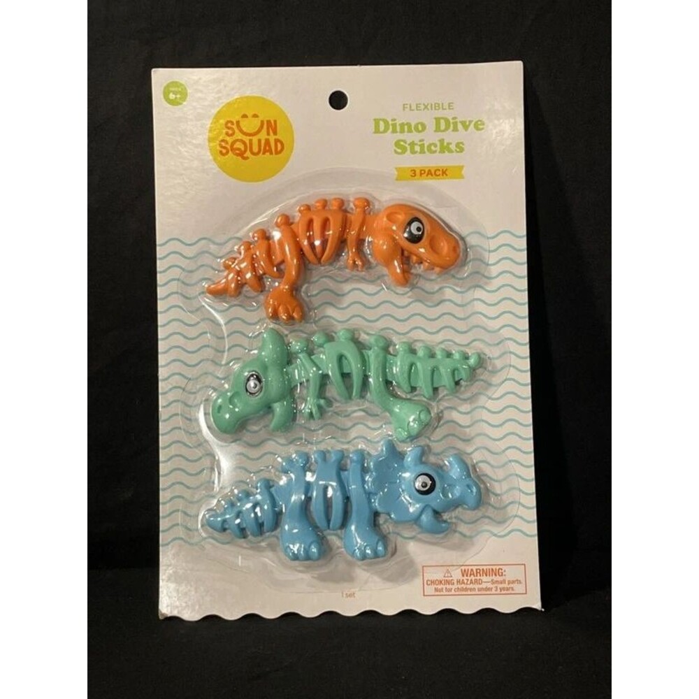 Sun Squad 3 Pack Flexible Dino Dive Sticks Pool Dive Toys